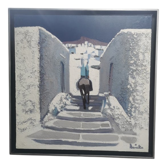 Bricka, La montée vers Ios, 1990s, Oil on Canvas For Sale