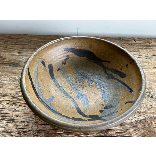 1970s 1970s Vintage Mid Century Modern Large Studio Ceramic Pottery Decorative Bowl For Sale - Image 5 of 5