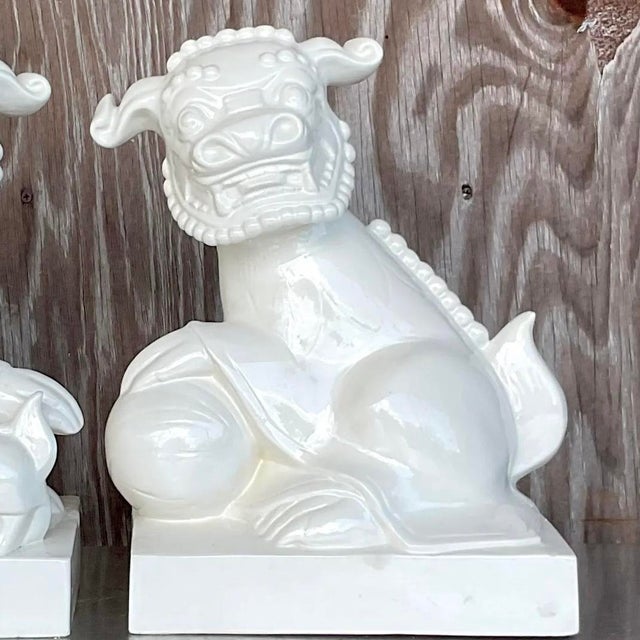 Late 20th Century Vintage Asian Glazed Ceramic Foo Dogs - a Pair For Sale In West Palm - Image 6 of 14