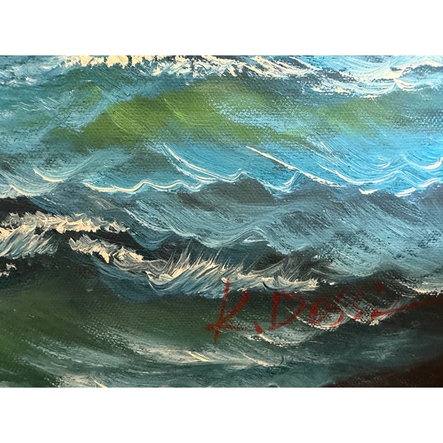 Early 21st Century K.Dossi Original Sailing Ship Oil Painting, Nautical Seascape Unique Shell Decor For Sale - Image 5 of 11