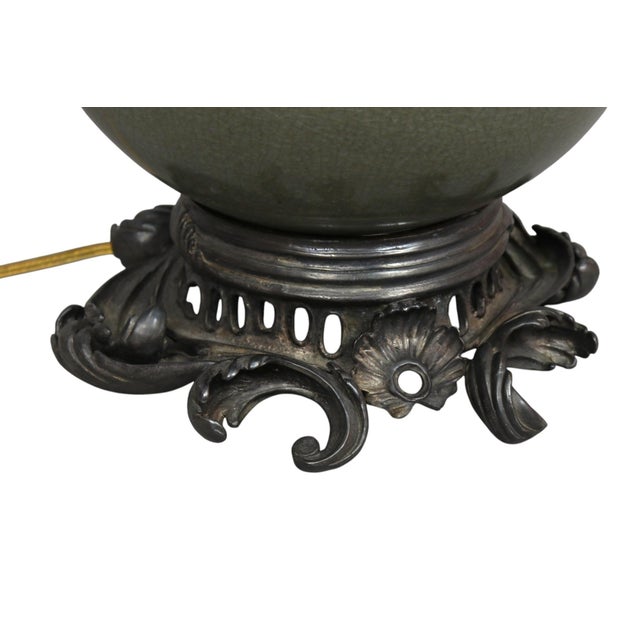 Green Early 20th Century Ceramic Table Lamp For Sale - Image 8 of 8