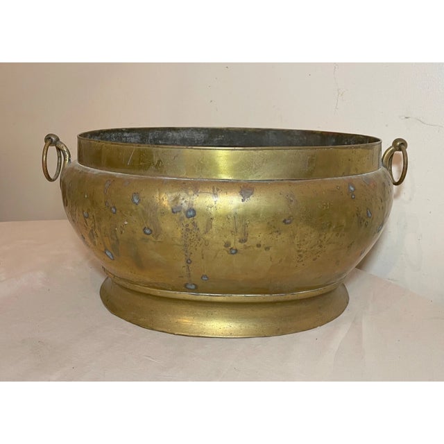 Large Antique 19th Century Handmade Brass Coal Fireplace Wood Scuttle Bucket For Sale - Image 9 of 11