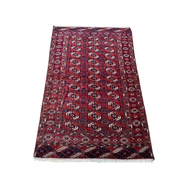 1980s Vintage Afghan Turkmen Bokhara Wool Rug 5’3” X 7’11” For Sale - Image 5 of 6