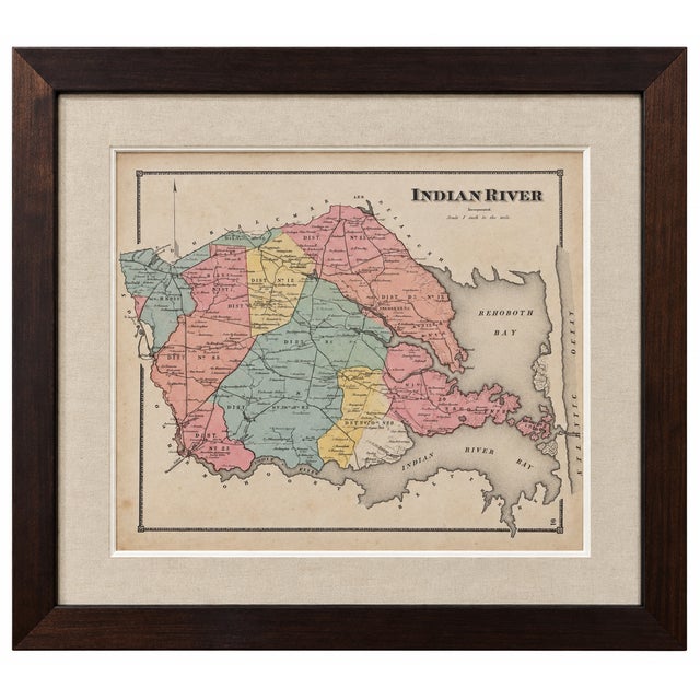 American Map of Indian River Hundred, Sussex County, Delaware | Pomeroy & Beers, 1868 | Custom Framed For Sale - Image 3 of 3