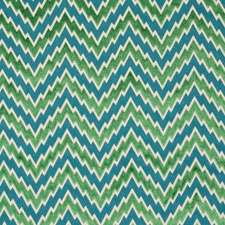 Schumacher Florentine Chevron Velvet Fabric in Emerald For Sale
