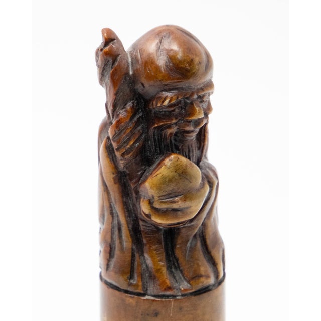 Brown Chinese Soapstone Chop Seal With Shoulao For Sale - Image 8 of 10