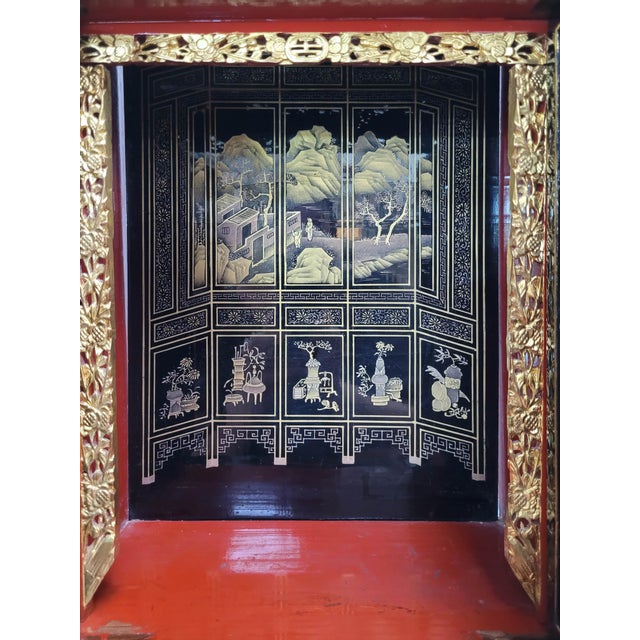 Antique Meiji/Taisho Japanese Lacquer & Gilt Butsudan Shrine With Dainichi Nyorai Buddha For Sale - Image 10 of 15