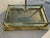 Vintage Brass Fireplace Tool Set With Hammered Hearth Stand and Glass Shelf Base For Sale - Image 11 of 12