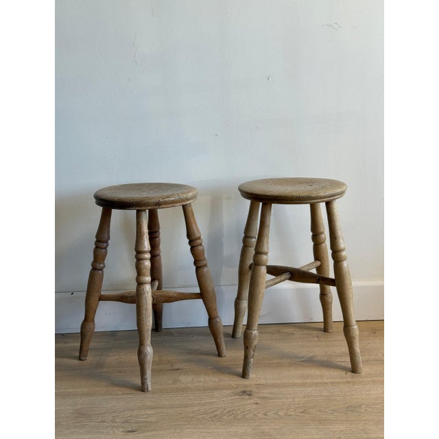 19th Century Pair of Antique English Pine Stools For Sale - Image 5 of 5