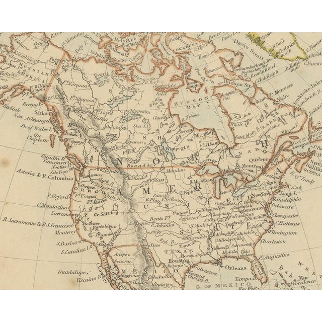 Antique Map of the Western Hemisphere with Highest Mountains Table, 1858 For Sale - Image 4 of 9