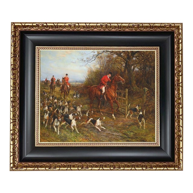 Heading for Cover by Heywood Hardy Framed Oil Painting Print on Canvas, 11x14", Black and Gold Frame For Sale