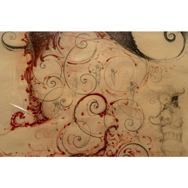 2000 - 2009 55" Pencil and Watercolor Horse by Ernesto Capdevila For Sale - Image 5 of 12
