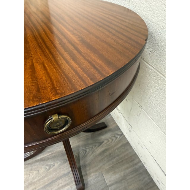 Vintage Imperial Furniture All Mahogany Drum Table End Table Lamp Table For Sale - Image 12 of 13