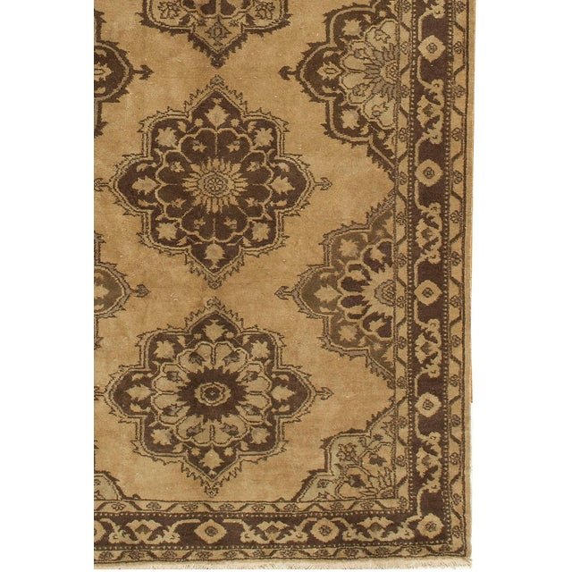 Brown Vintage Circa 1940 Subdued Oushak Gallery Size Hand Woven Rug 4ft 9in X 12ft 6in For Sale - Image 8 of 8