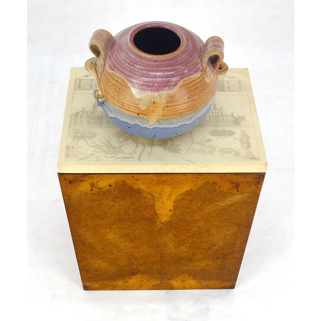 Mid 20th Century Very Fine Etched Top Burl Box Shape Base Petit Side End Table Mid Century MINT For Sale - Image 13 of 13