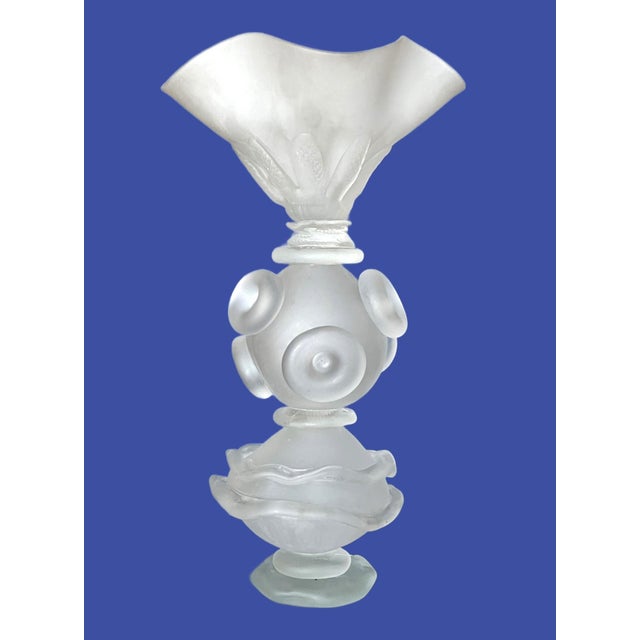 1980s Vintage Satin Glass Centerpiece in the Style of Lalique For Sale - Image 5 of 16
