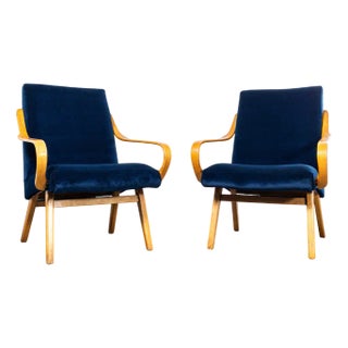 Re-Upholstered Armchairs by Jaroslav Šmídek, 1950s, Set of 2 For Sale