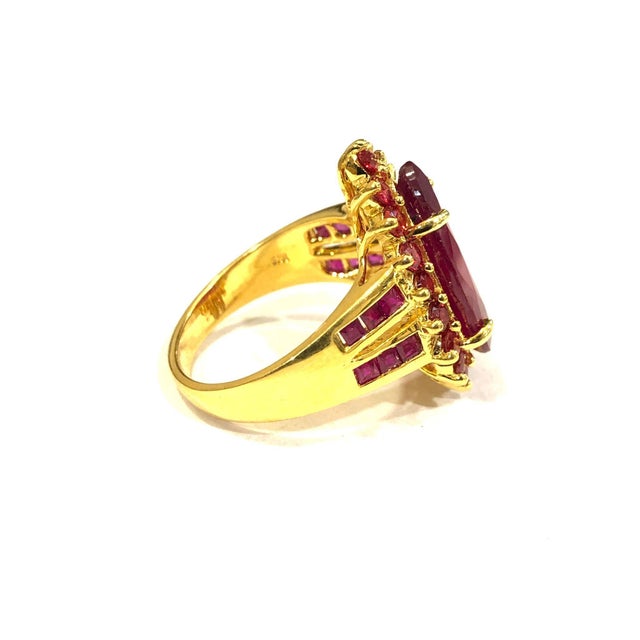 Late 20th Century Bochic "Orient" Natural Multi Ruby Vintgae Cocktail Ring Set In 18K Gold &Silver For Sale - Image 5 of 18