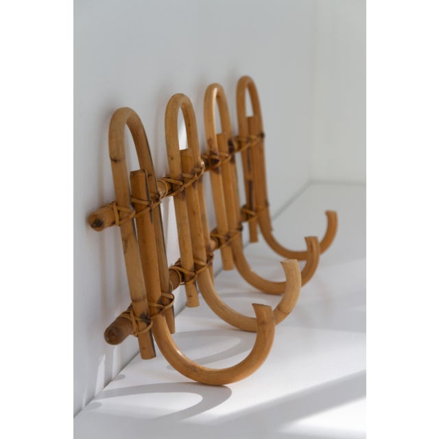 Mid-Century Modern Italian Bamboo and Rattan Coat Rack, 1950s For Sale - Image 3 of 15