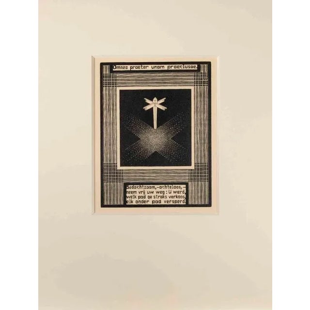 Woodcut print realized by escher for the series "emblemata", and published in 1931. On hollande van gelder paper. Edition...