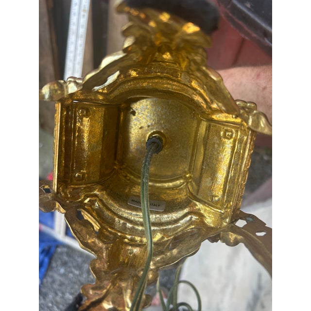 Brass 1960s Italian Ornate Brass Plated Table Lamps With Cream Silk Shades - A Pair For Sale - Image 8 of 11