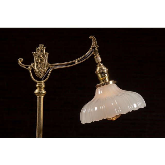 Antique Brass Bridge Arm Floor Lamp For Sale - Image 4 of 11