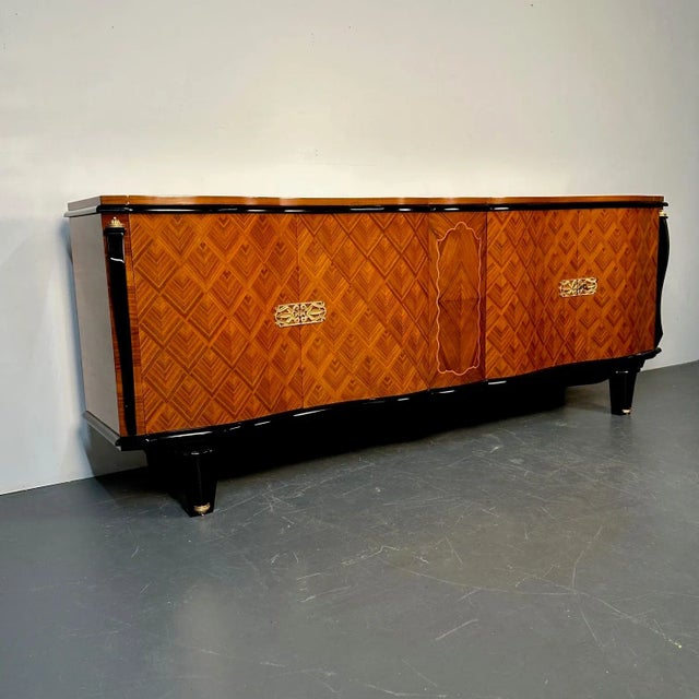1940s French Art Deco Marquetry Sideboard, Buffet, Rosewood, Walnut, Marquetry, Palatial For Sale - Image 5 of 13