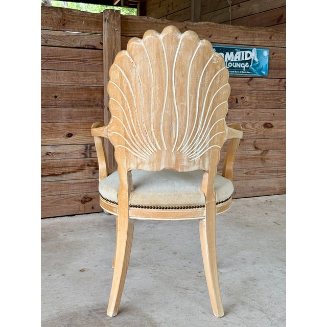 Mid-20th Century Carved Wood Venetian Shell Grotto Style Armchair With Original Velvet Upholstery For Sale - Image 4 of 12