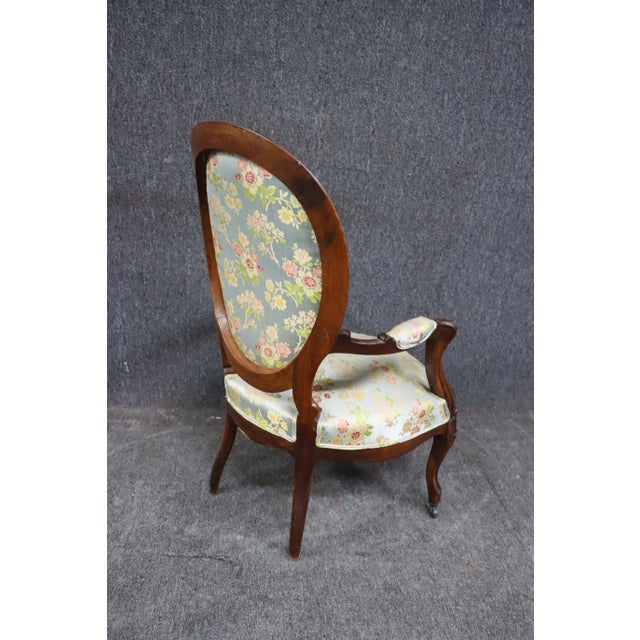 Blue Victorian Rosewood Gentleman's Chair For Sale - Image 8 of 10