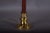 1970s Brass and Wood Table Lamps With Pleated Floral Shades - a Pair For Sale - Image 9 of 9