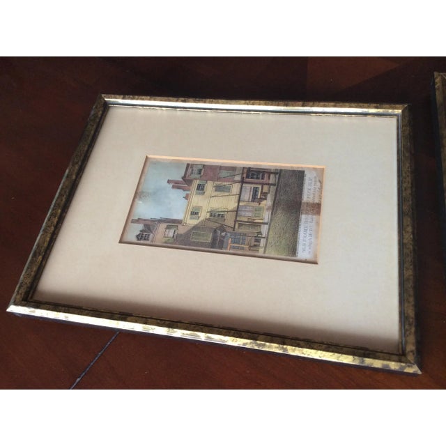 Vintage Architectural Hand Colored Etchings - a Pair For Sale - Image 9 of 13
