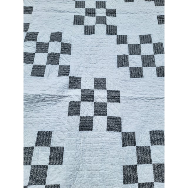 19thc Black and White Postage Stamp Quilt For Sale In Los Angeles - Image 6 of 6