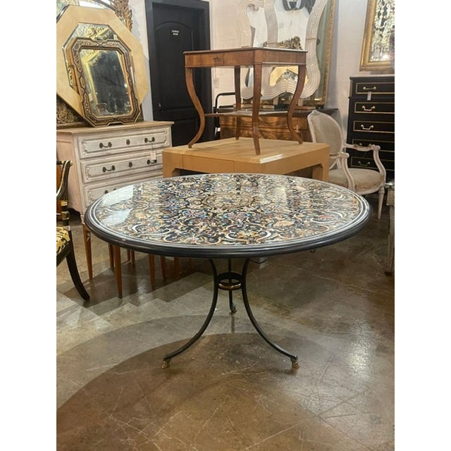 Traditional Italian Pietra Dura Inlaid Marble Center Table For Sale - Image 3 of 9