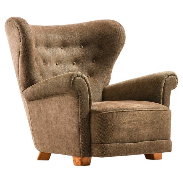 Scandinavian Modern Easy Chair in Birch and Fabric by Elias Svedberg, 1940s For Sale - Image 10 of 10