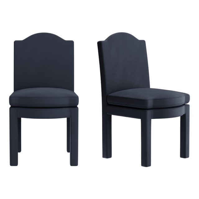 Prussian Linen Leo Dining Chairs by Ceraudo, Set of 2 For Sale