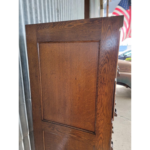 Antique Pattern File Cabinet Early 20th Century American Tiger Oak For Sale - Image 13 of 18