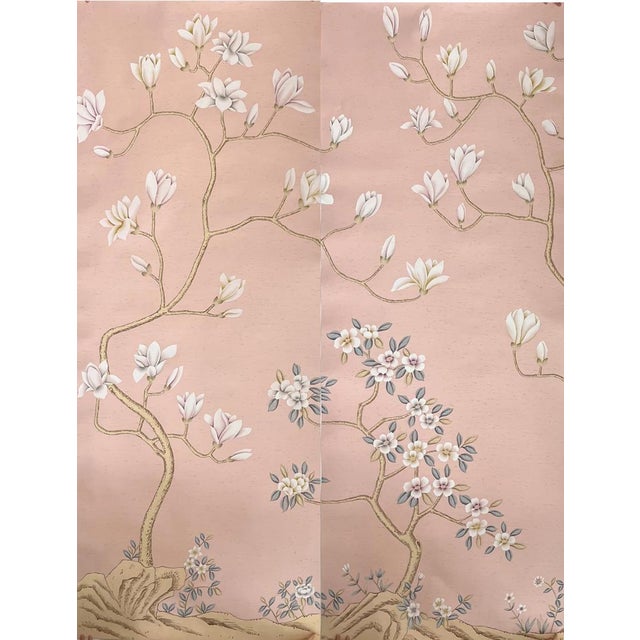 If you love the look of De Gournay wallpaper but not the price, this is for you. Romantic Blush Silk Wallpaper | Hand-...