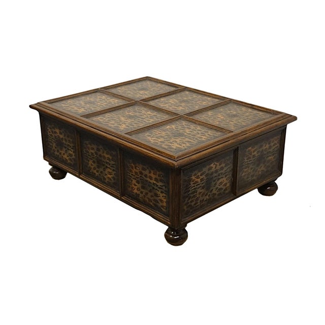 MAITLAND SMITH Contemporary Modern 33" Embossed Leopard Print Leather Accent Storage Coffee Table / Trunk Has some...