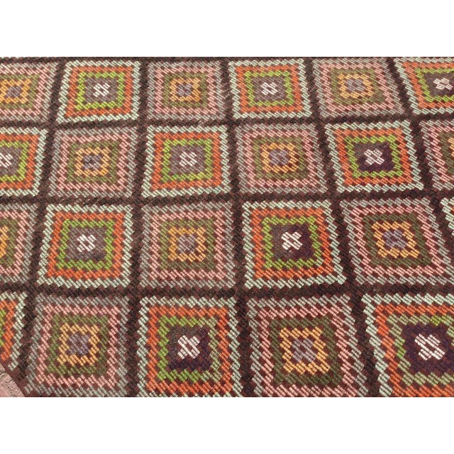 Textile Vintage Turkish Kilim Rug - 72.5" X 126" For Sale - Image 7 of 11