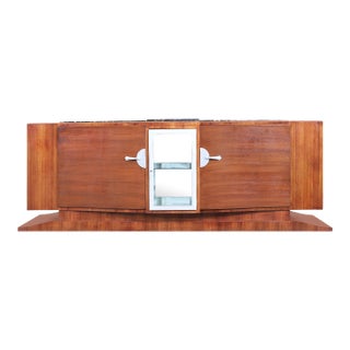 French Art Deco Walnut and Portoro Marble Credenza by Maurice Rinck, 1940s For Sale