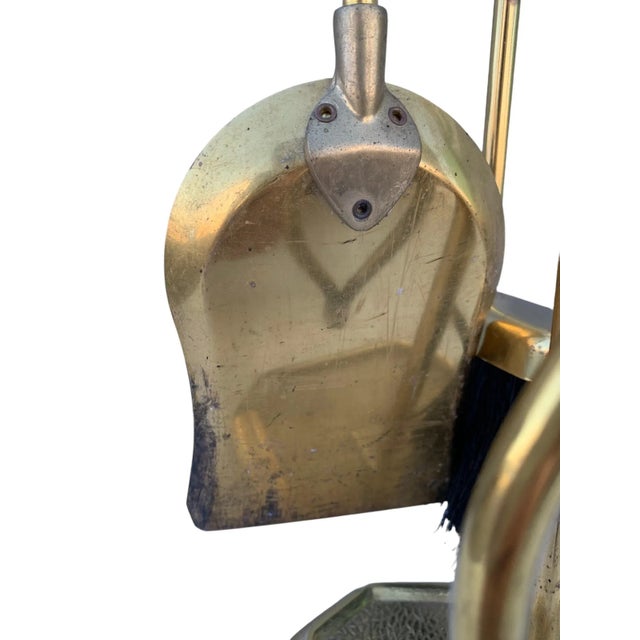 Brass Mid 20th Century Brass Fireplace Tool Set- 4 Pieces For Sale - Image 8 of 9