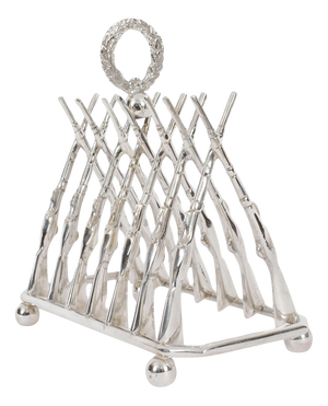 20th Century Vintage Large Silver Plated Crossed Rifles Toast Rack, 1980s
