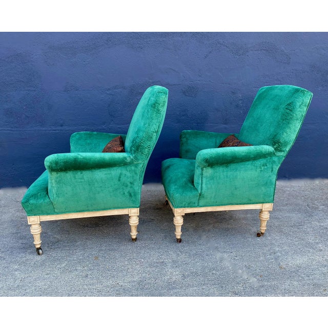 Forest Green Pair William IV Club Chairs, Style of Howard & Sons For Sale - Image 8 of 11