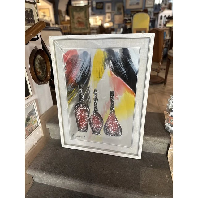 1970s Sage Vernis / Gino Falzon, Still Life, 1970s, Acrylic & Paper, Framed For Sale - Image 5 of 6