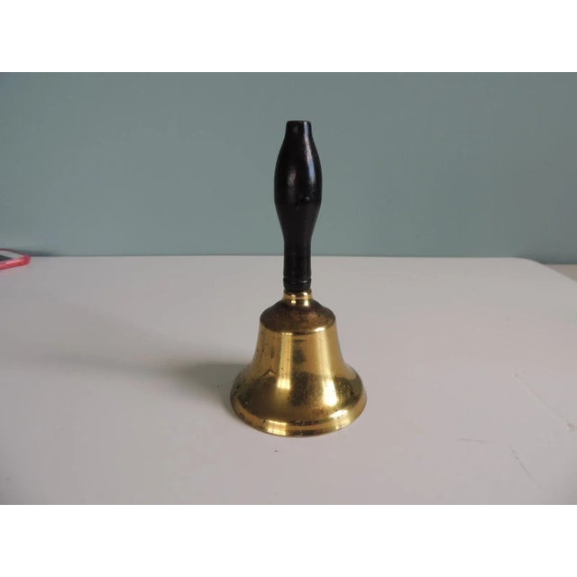 1980s Vintage Brass and Wood Table Bell For Sale - Image 5 of 5