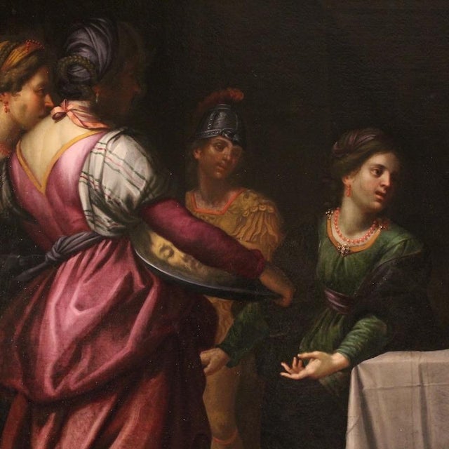 Italian Artist, Herod's Feast with Salome and the Head of John the Baptist, 17th Century, Oil Painting on Canvas, Framed For Sale - Image 6 of 16