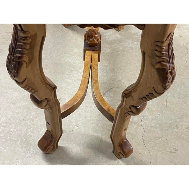 Wood Vintage Italian Rococo Revival Hand-Carved Marble Console Table For Sale - Image 7 of 8