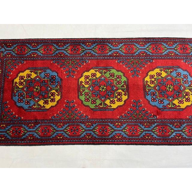 Textile Red Filpa Elephant Foot Tribal Oriental Runner Rug, 2'9" X 6'6" For Sale - Image 7 of 16