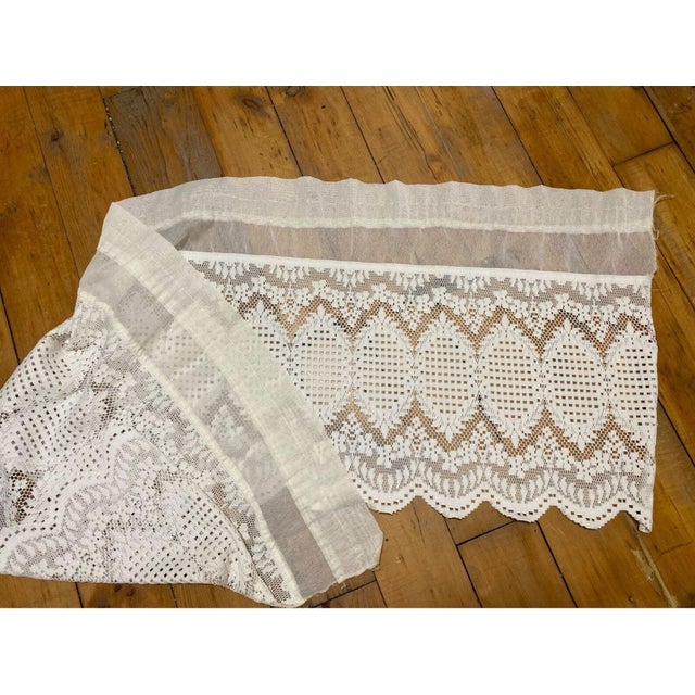 Vintage Lace Curtain Panel 58”w C 82”l Valance 58”w X 20”l For Sale - Image 4 of 4