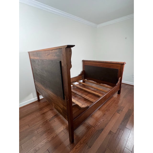 Antique Carved Burlwood Full Size Bed Frame For Sale - Image 4 of 12